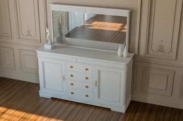 Bufet Marsilia cu 2 usi si 4 sertare, lemnb masiv, 200 x 55 x 110 cm - Img 1