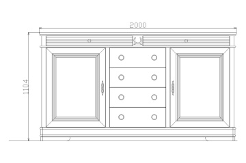 Bufet Marsilia cu 2 usi si 4 sertare, lemnb masiv, 200 x 55 x 110 cm - Img 3