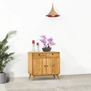 Comoda cu 2 usi 2 sertare Sahara, Lemn masiv periat, 90 x 45 x 85 cm