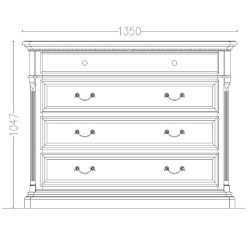 Comoda cu 4 sertare dormitor Siena, lemn masiv, 135 x 55 x 104.7 cm - Img 3