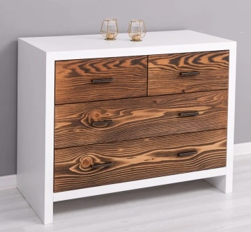 Comoda cu 4 sertare Rustic Olala, lemn masiv + mdf, 100 x 50 x 79 cm