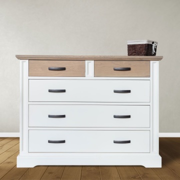 Comoda dormitor Mont Blanc cu 5 sertare lemn masiv, 118 x 42 x 90 cm - Img 4