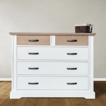 Comoda dormitor Mont Blanc cu 5 sertare lemn masiv, 118 x 42 x 90 cm - Img 4