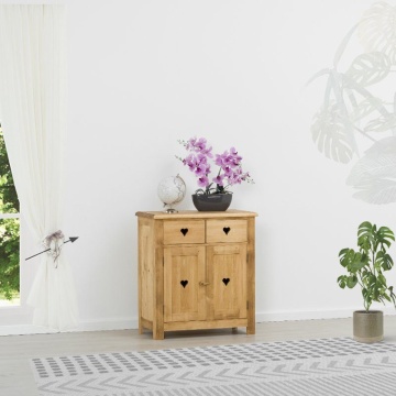 Comoda dormitor Rustic Ana cu 2 usi si 2 sertare, Lemn masiv 80 x 42 x 89 cm