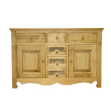 Comoda dormitor Rustic Flame cu 2 usi 6 sertare, Lemn masiv, 149 x 47 x 96 cm - Img 6