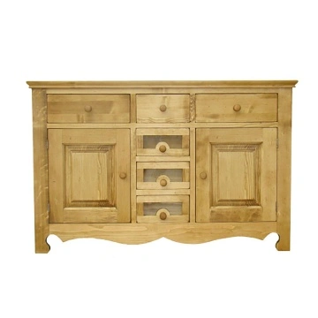 Comoda dormitor Rustika cu 2 usi 6 sertare, Lemn masiv, 149 x 47 x 96 cm - Img 6