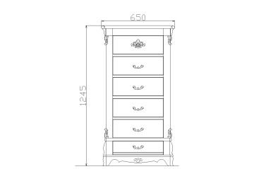 Comoda inalta cu 5 sertare dormitor Royal, lemn masiv, 65 x 45 x 124 cm - Img 4