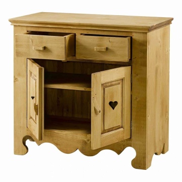 Comoda Lemn Masiv dormitor Rustic Flame cu 2 usi 2 sertare, 90 x 46 x 85 cm - Img 7