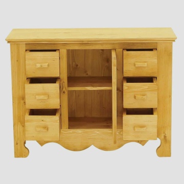 Comoda Rustika lemn masiv, 1 usa si 6 sertare, 100 x 36 x 75 cm - Img 2