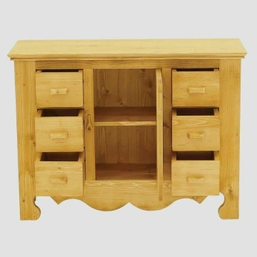 Comoda Rustika lemn masiv, 1 usa si 6 sertare, 100 x 36 x 75 cm - Img 2