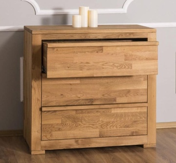 Comoda Stejar Masiv Wild cu 3 sertare, lemn masiv de stejar, 95 x 50 x 90 cm - Img 2
