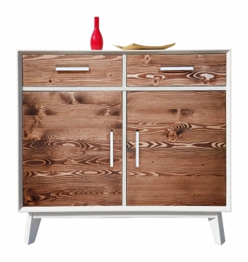 Comoda Terra Home 2 usi si 2 sertare, lemn masiv si mdf alb, 98 x 45 x 85 cm - Img 3