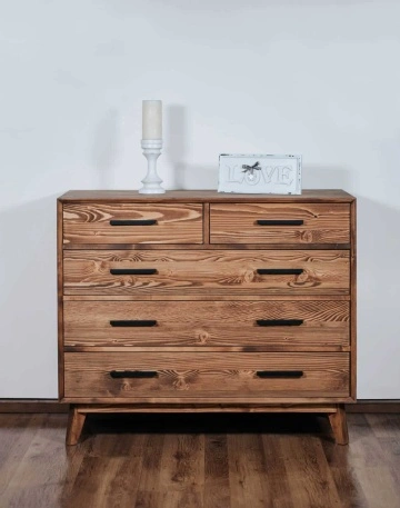 Comoda Terra Home cu 3+2 sertare, lemn masiv, 98 x 45 x 85 cm - Img 3