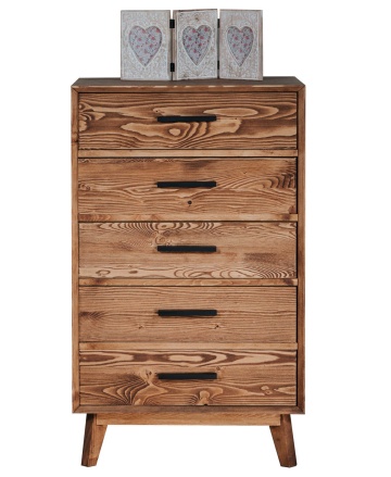 Comoda Terra Home cu 5 sertare, lemn masiv, 60 x 40 x 100 cm - Img 2
