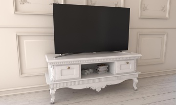 Comoda TV dormitor Stefania, 2 sertare, lemn masiv, 150 x 55 x 63 cm - Img 2