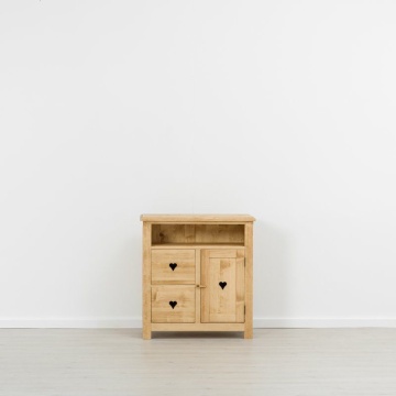 Comoda TV Lemn Masiv dormitor Rustic Ana cu1 usa si 2 sertare, 84 x 42 x 89 cm - Img 3