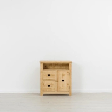 Comoda TV Lemn Masiv dormitor Rustic Ana cu1 usa si 2 sertare, 84 x 42 x 89 cm - Img 3
