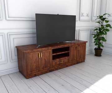 Comoda TV Milano, lemn masiv furniruit, 4 usi si 1 sertare, 140 cm, 160 cm sau 180 cm - Img 2