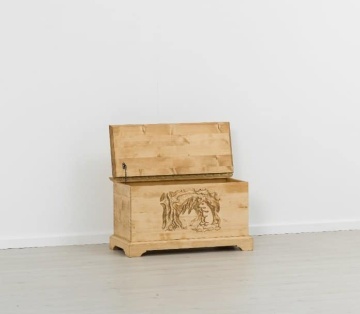 Cufar / Lada zestre Rustic Alpin, Lemn masiv sculptat, 90 x 45 x 50 cm - Img 4