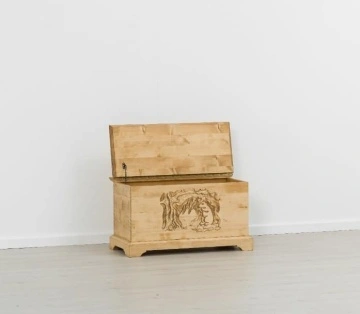 Cufar / Lada zestre Rustic Alpin, Lemn masiv sculptat, 90 x 45 x 50 cm - Img 4