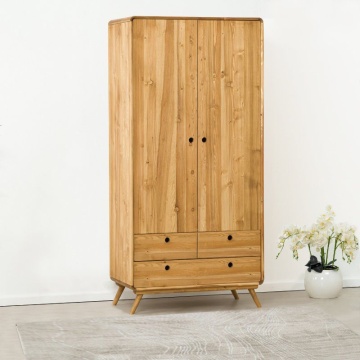 Dulap cu 2 usi 3 sertare Sahara, Lemn masiv periat, 95 x 55 x 200 cm - Img 1