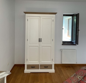 Dulap dormitor Mont Blanc 2 usi si 2 sertare lemn masiv, 119 x 61 x 220 cm - Img 3