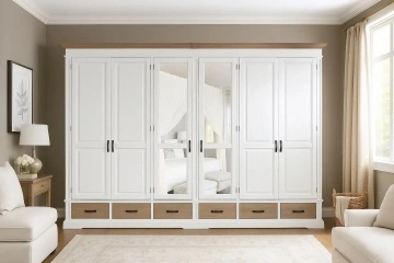 Dulap dormitor Mont Blanc 6 usi si 6 sertare lemn masiv, 315 x 61 x 220 cm