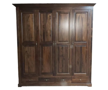 Dulap dormitor Nocce, 4 usi si 3 sertare, lemn masiv tei, 205 x 61 x 207 cm - Img 3