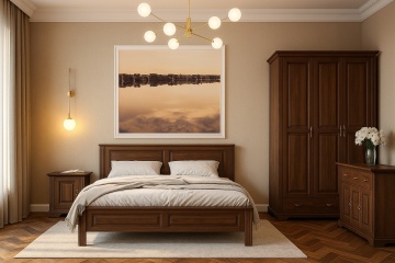 Dulap dormitor Nocce, cu 3 usi si 2 sertare, lemn masiv tei, 161 x 61 x 207 cm - Img 3