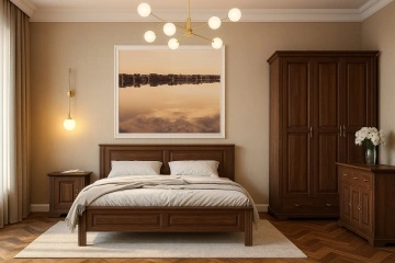 Dulap dormitor Nocce, cu 3 usi si 2 sertare, lemn masiv tei, 161 x 61 x 207 cm - Img 3