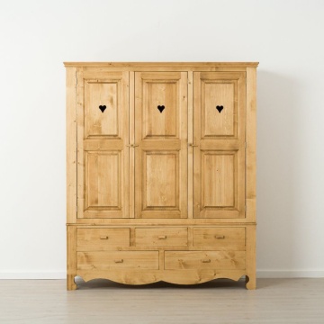 Dulap dormitor Rustic Flame cu 3 usi si 5 sertare, 171 x 55 x 200 cm - Img 4