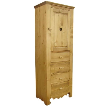 Dulap dormitor Rustika cu 1 usa si 4 sertare lemn masiv, 70 x 46 x 190 cm - Img 2