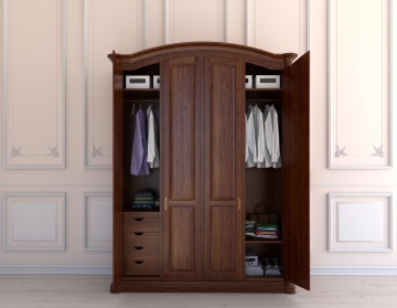 Dulap Dressing lemn masiv dormitor Treviso cu 5 usi, 258 x 66 x 257 cm - Img 2