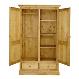 Dulap Inka cu 2 usi si 2 sertare Lemn Masiv vopsit alb, 126 x 61 x 202 cm - Img 2