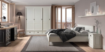Dulap Matteo Lovely Home 3 usi culisante si 3 sertare, lemn masiv + mdf alb, 200 x 64 x 220 cm - Img 2