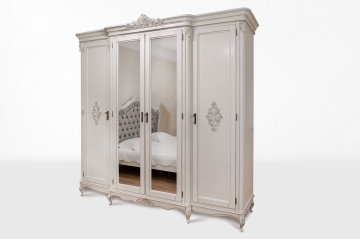 Dulap Monalisa Classic Stil cu 4 usi, finisaj vopsit alb cu patina aurie, 235.5 x 68.4 x H 237.5 cm - Img 3