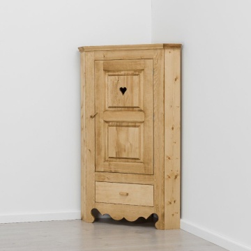 Dulap rustic de colt cu 1 usa si 1 sertar, lemn masiv 95 x 57 x 150 cm - Img 2