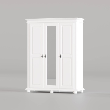 Dulap Sara cu 3 usi lemn masiv, 153.6 x 58 x 201 cm, alb unt