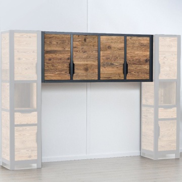 Dulap suspendat Rustic Loft cu 4 usi, Lemn masiv, 200 x 40 x 79 cm - Img 3