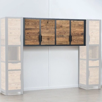 Dulap suspendat Rustic Loft cu 4 usi, Lemn masiv, 200 x 40 x 79 cm - Img 4