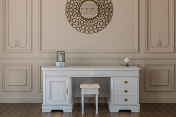 Masa de Birou Marsilia cu 1 usa si 3 sertare, lemn masiv, 180 x 80 x 79.7 cm - Img 1