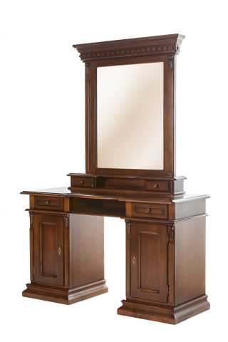 Masa de toaleta cu Oglinda Donatello Classic Stil, finisaj furnir nuc, 140 x 48.5 x 194 cm - Img 2