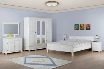 Noptiera dormitor Sara, lemn masiv, 52 x 40 x 55.5 cm, alb unt - Img 3