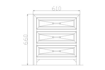 Noptiera Milano cu 3 sertare si picioruse, Lemn Masiv furniruit, L 61 x H 66 cm - Img 3