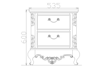 Noptiera Praga cu 2 sertare, Lemn Masiv, 53.5 x 40 x 60 cm - Img 3