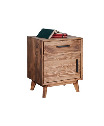 Noptiera Terra Home cu 1 usa si 1 sertar, lemn masiv, 50 x 40 x 64 cm - Img 2