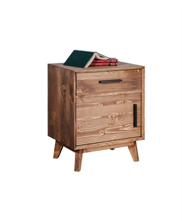 Noptiera Terra Home cu 1 usa si 1 sertar, lemn masiv, 50 x 40 x 64 cm - Img 2