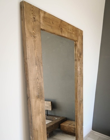 Oglinda Chania, lemn masiv pin, 80 x 4 x 180 cm - Img 3