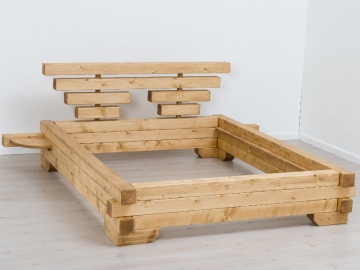 Pat dormitor Lemn Masiv Rustika, Barne Masive, 140 cm, 160 cm sau 180 x 200 cm - Img 5