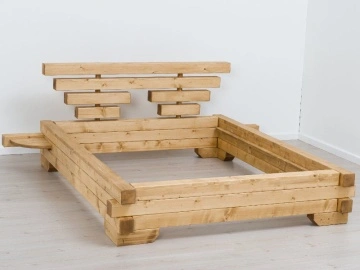 Pat dormitor Lemn Masiv Rustika, Barne Masive, 140 cm, 160 cm sau 180 x 200 cm - Img 5